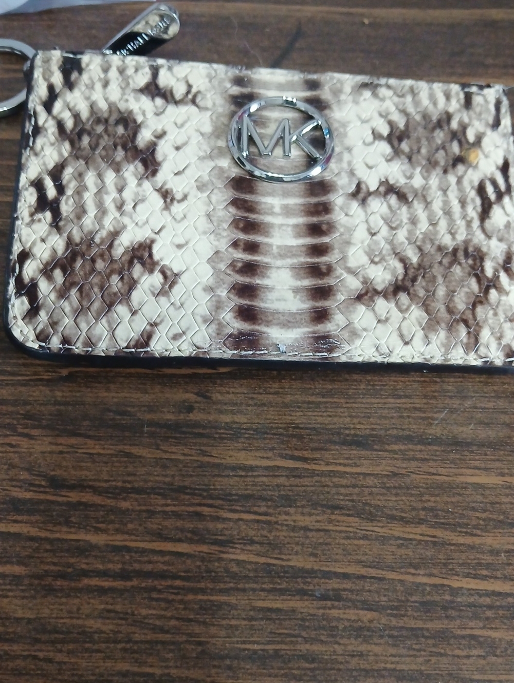 MICHAEL KORS Fulton Small Top Zip Coin Pouch ID Card Case Wallet~Natural